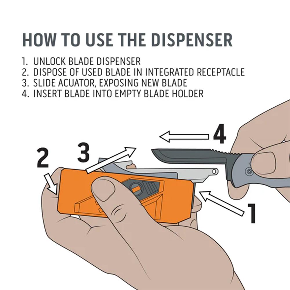Outdoor Edge 3.0" Utility Blade Dispenser 12 Blades Picture of Outdoor Edge Outdoor Edge 3.0'' Utility Blade Dispenser Stainless 12 Blades
