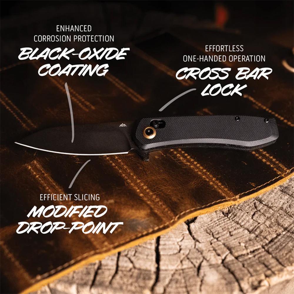 Outdoor Edge Sentinel Folding Knife 3-1/8" Blade Black Picture of Outdoor Edge Outdoor Edge Sentinel Knife Black G10 Black 8Cr Blade Cross Bar Lock
