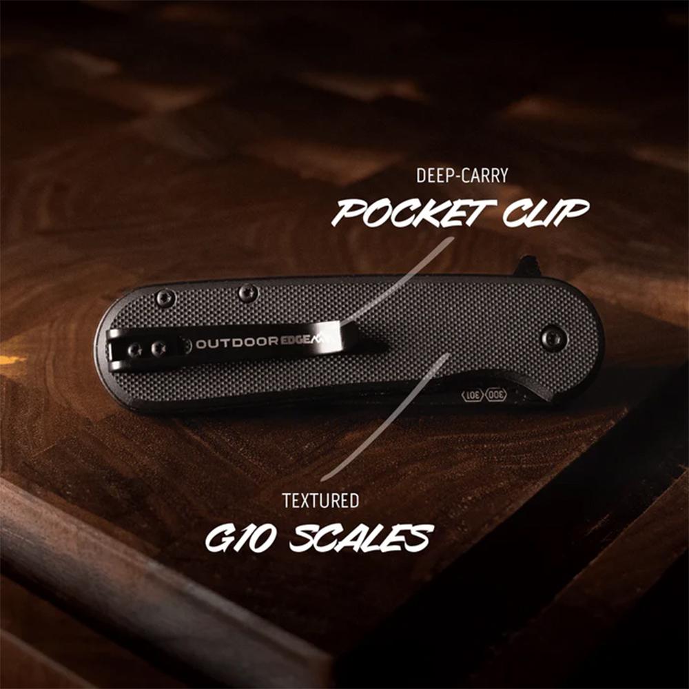 Outdoor Edge Razor VX2 Replaceable Blade Folding Knife 3" Drop Point Blade Black Picture of Outdoor Edge Outdoor Edge Razor VX2 Knife Blk G10 W/ Blk Drp Pnt Blk Hrdwr Sprng Assist