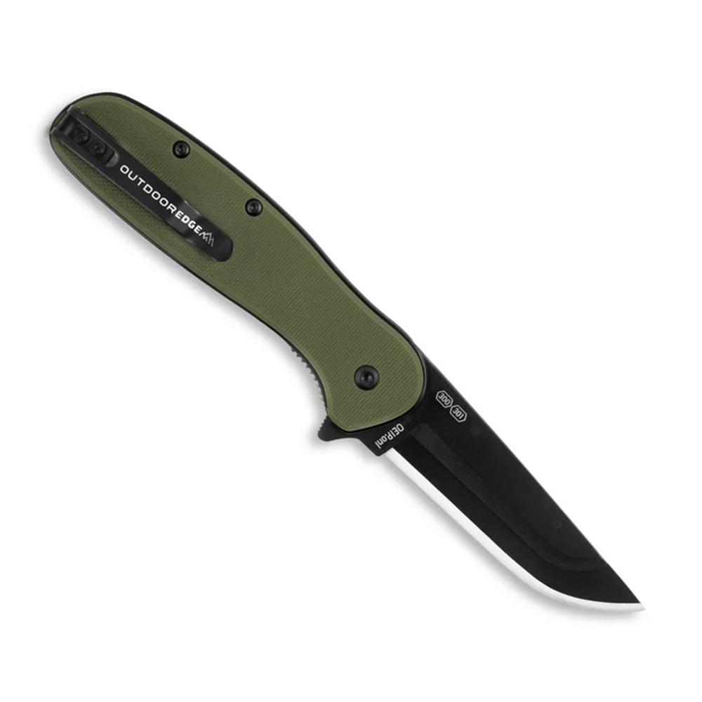Outdoor Edge Razor VX2 Replaceable Blade Folding Knife 3" Drop Point Blade Green Picture of Outdoor Edge Outdoor Edge Razor VX2 Knife Grn G10 W/ Blk Drp Pnt Blk Hardware Sprng Asst