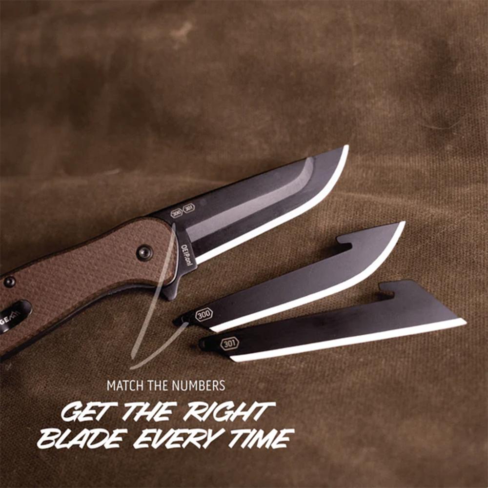 Outdoor Edge Razor VX2 Replaceable Blade Folding Knife 3" Drop Point Blade Brown Picture of Outdoor Edge Outdoor Edge Razor VX2 Knf Brw Burlap Micarta W/ Blk Drp Pnt Blk Hrdwr SA