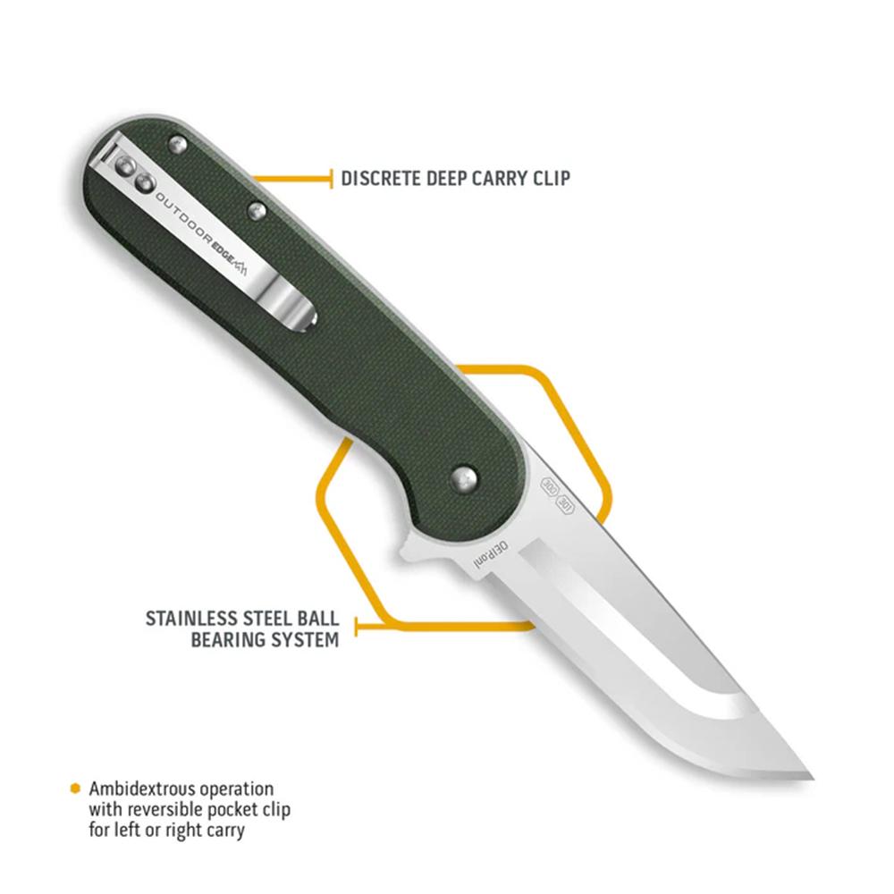 Outdoor Edge Razor VX3 Replaceable Blade Folding Knife 3" Drop Point Blade Green Picture of Outdoor Edge Outdoor Edge Razor VX3 Knf Grn W/ Drp Pnt Stnlss Hrdwr Steel Ball Bearings