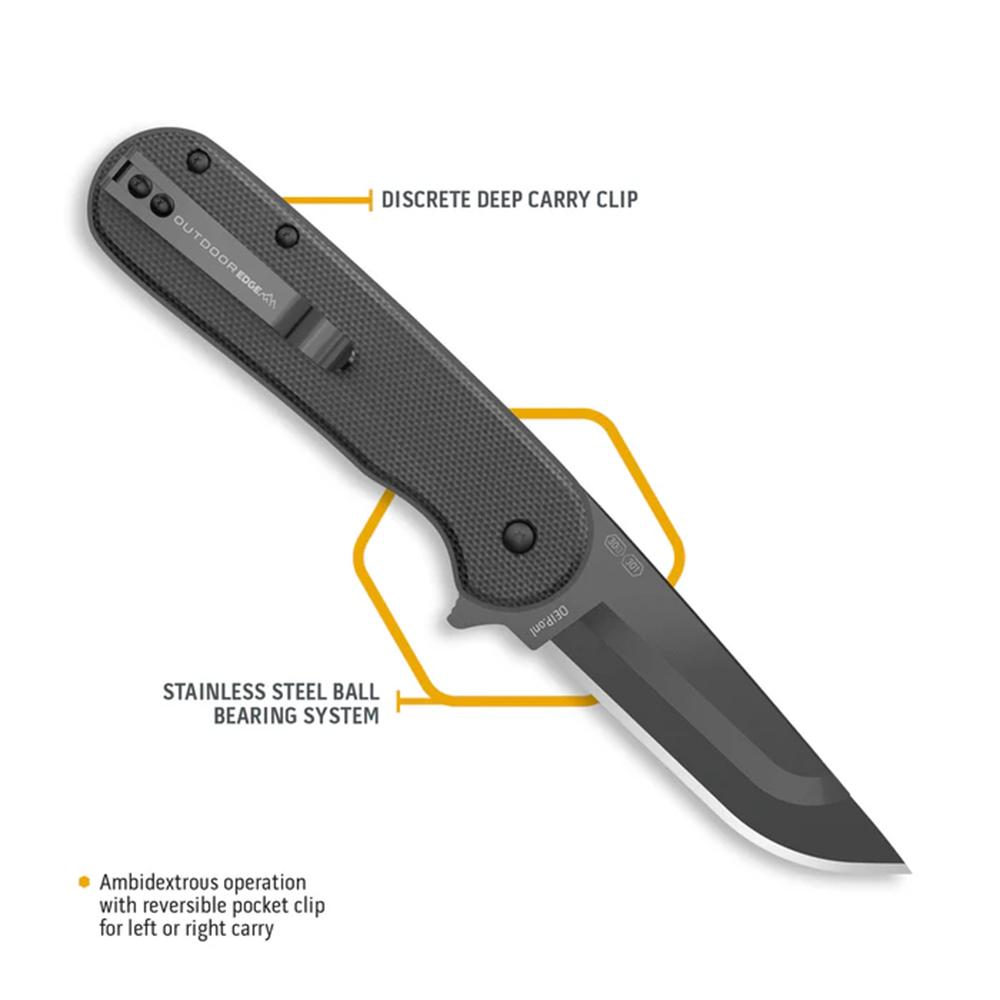 Outdoor Edge Razor VX3 Replaceable Blade Folding Knife 3" Drop Point Blade Black Picture of Outdoor Edge Outdoor Edge Razor VX3 Knife Blk G10 W/ Blk Drp Pnt Blk Hrdwr Stl Bal Brngs