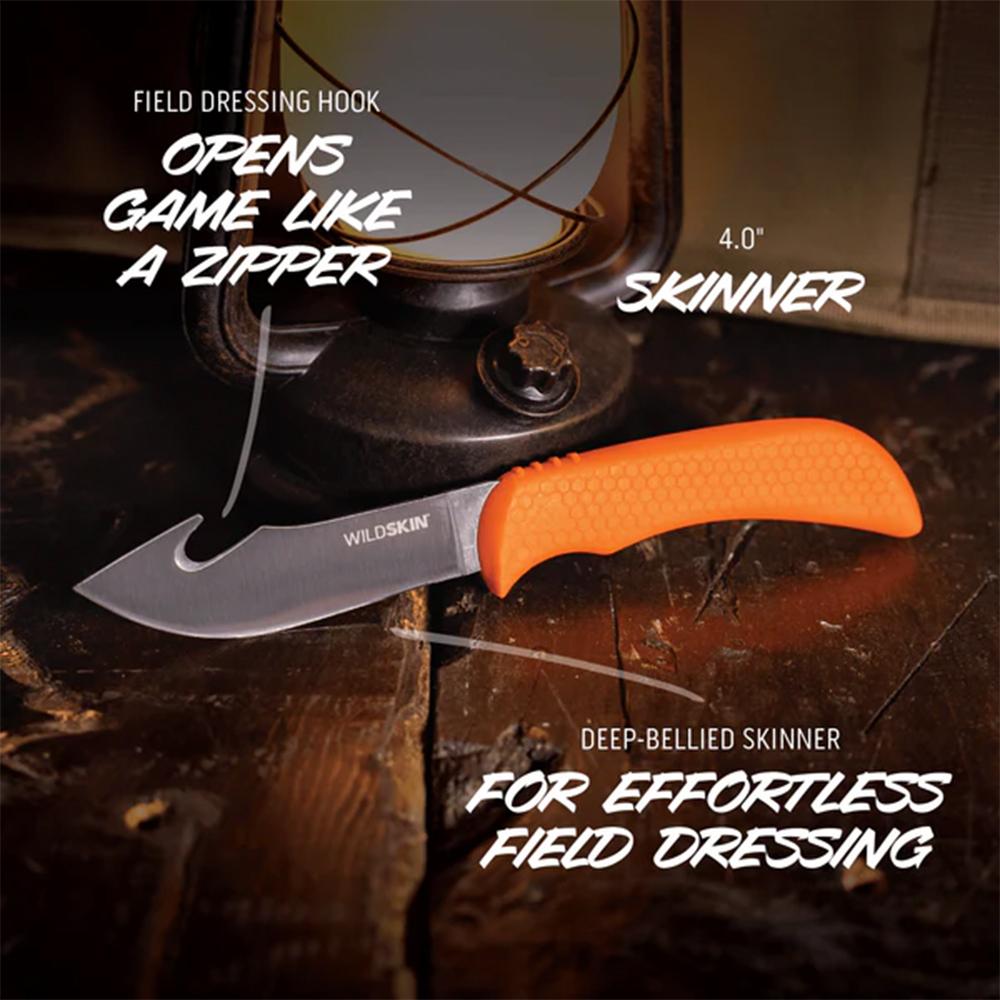 Outdoor Edge Wildpair Knife Combo 4" Gut-Hook Skinner Blade & 2-1/2" Caping Blade Orange Picture of Outdoor Edge Outdoor Edge Wildpair Knife Set Gut Hook Skinner & Caping Combo W/ Sheath