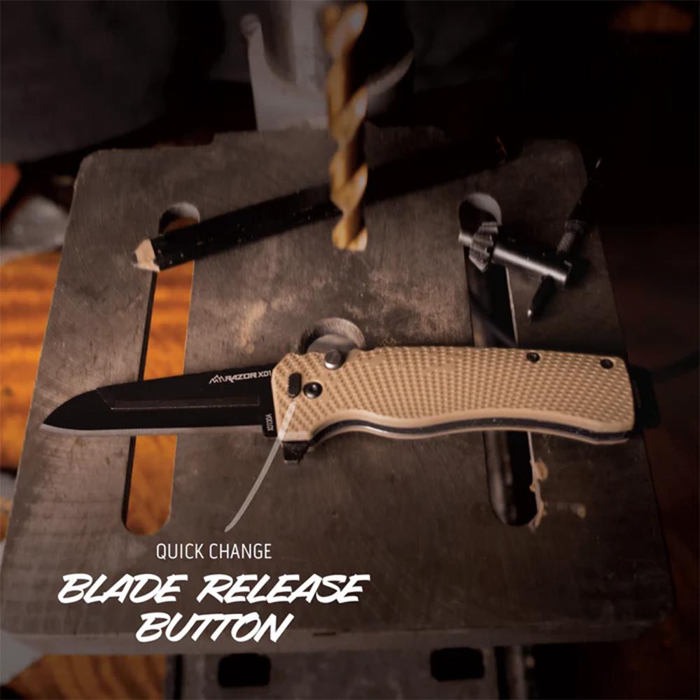 Outdoor Edge Razor XD1 Replaceable Blade Folding Knife 3" Sheepsfoot Blade Tan Scale Picture of Outdoor Edge Outdoor Edge Razor VD1 3.0'' Folding Knife Tan Scale W/ Black Sheepsfoot