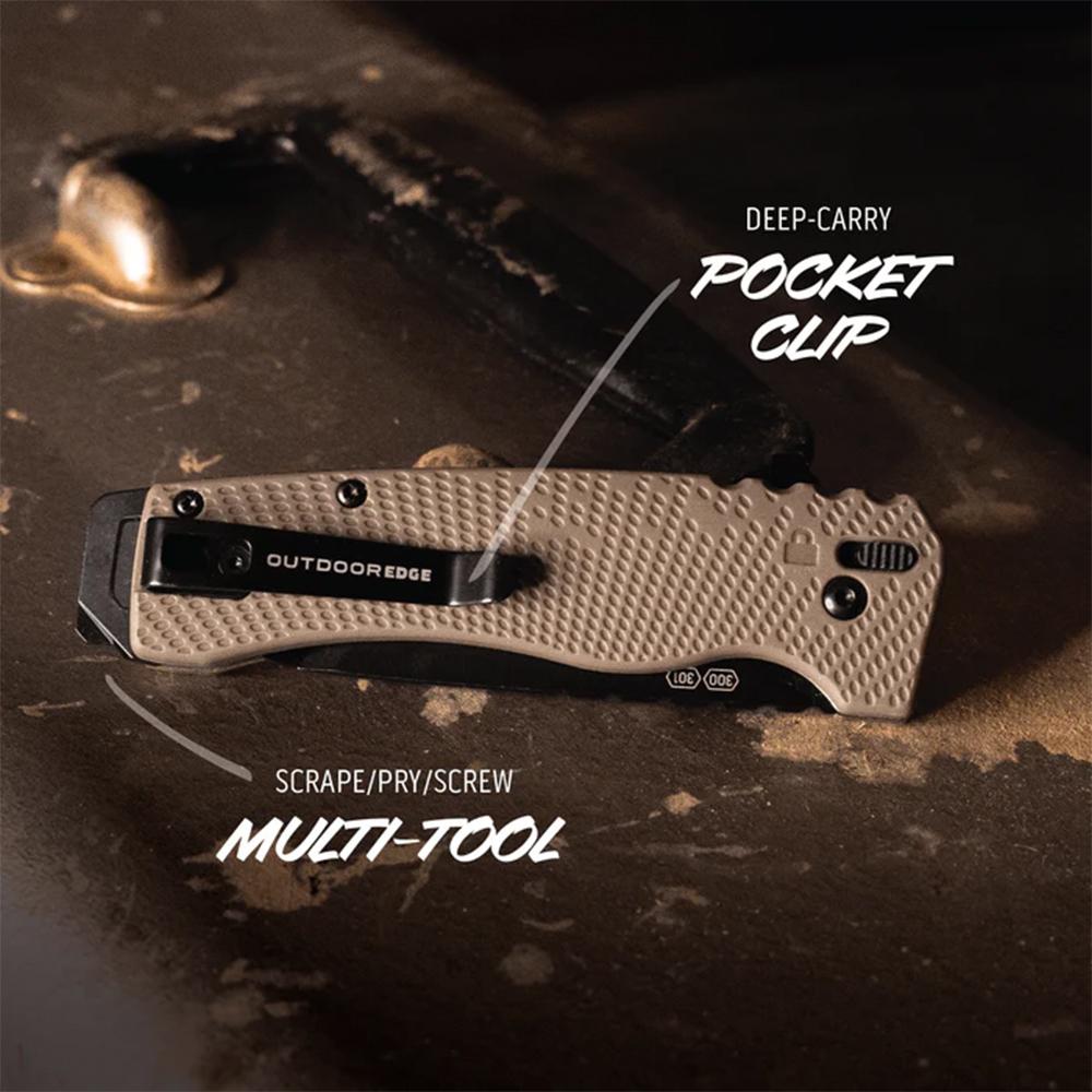 Outdoor Edge Razor XD1 Replaceable Blade Folding Knife 3" Sheepsfoot Blade Tan Scale Picture of Outdoor Edge Outdoor Edge Razor VD1 3.0'' Folding Knife Tan Scale W/ Black Sheepsfoot