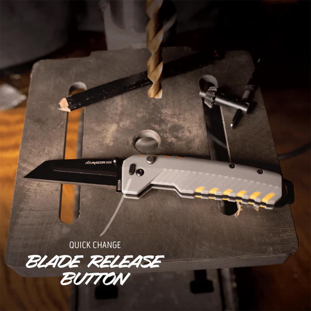 Outdoor Edge Razor XD2 Replaceable Blade 3" Utility Blade Grey Picture of Outdoor Edge Outdoor Edge Razor VD2 3.0'' Folding Knf Gry/ Ylw Accents W/ Blk Utlt Bld