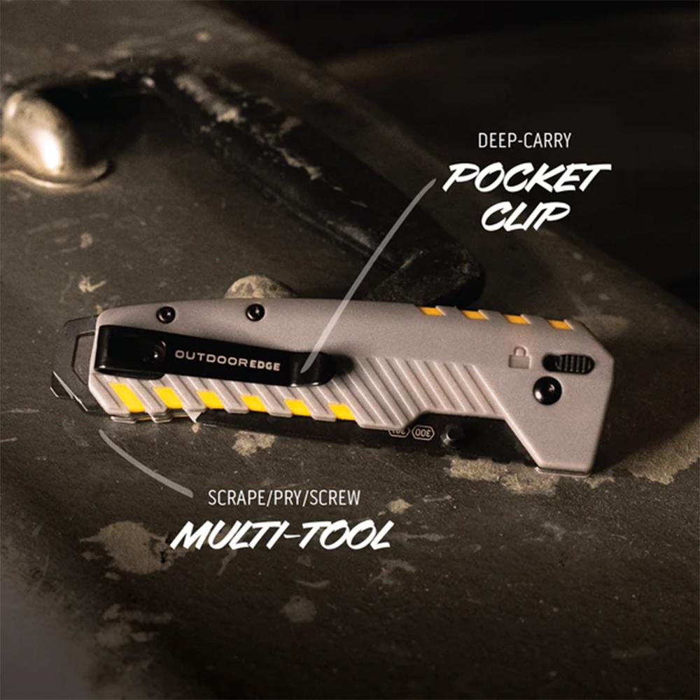 Outdoor Edge Razor XD2 Replaceable Blade 3" Utility Blade Grey Picture of Outdoor Edge Outdoor Edge Razor VD2 3.0'' Folding Knf Gry/ Ylw Accents W/ Blk Utlt Bld