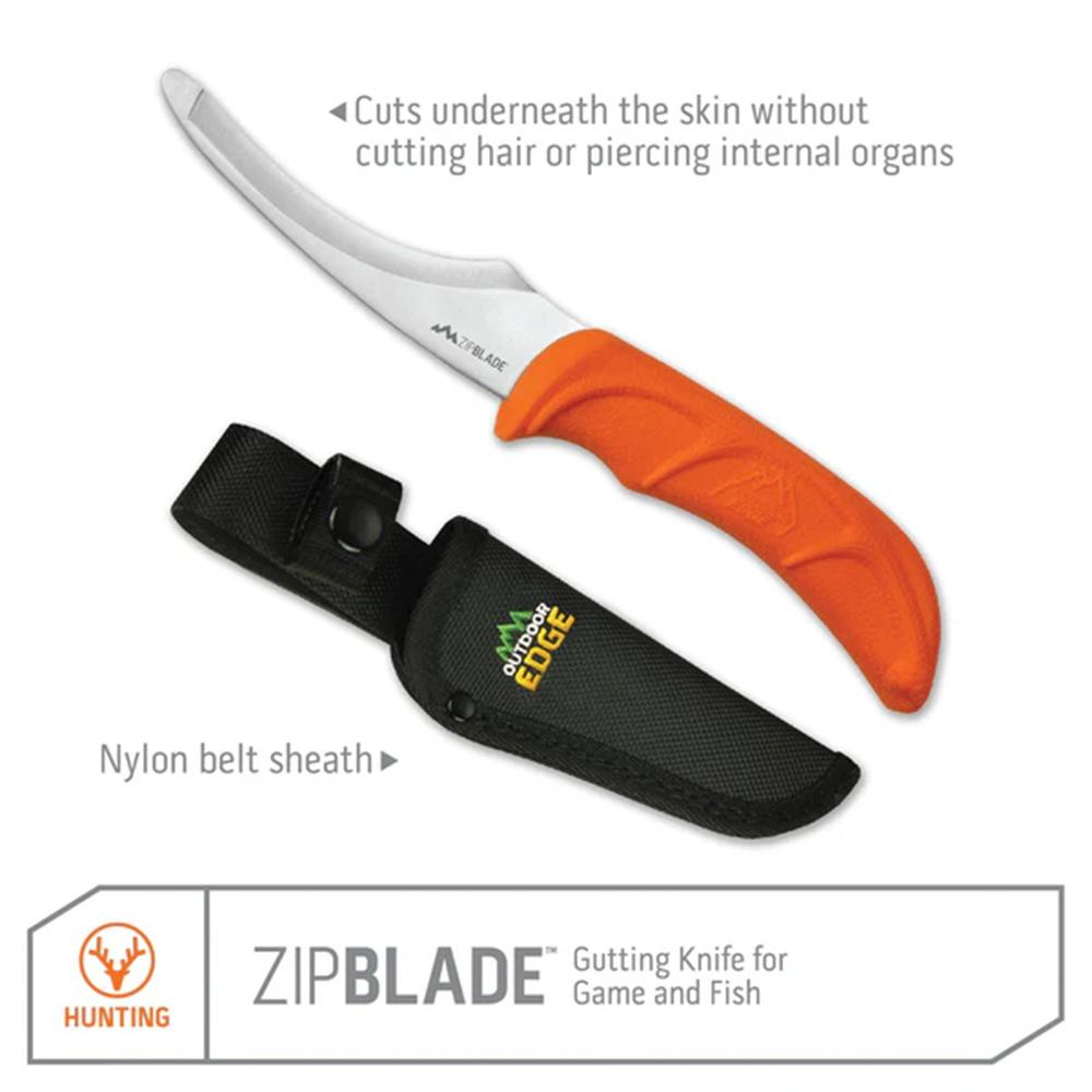 Outdoor Edge ZipBlade Fixed-Blade Field Dressing Knife 4" Blade Orange Picture of Outdoor Edge Outdoor Edge Zip Blade Fixed Blade Gutting Knife W/ Sheath