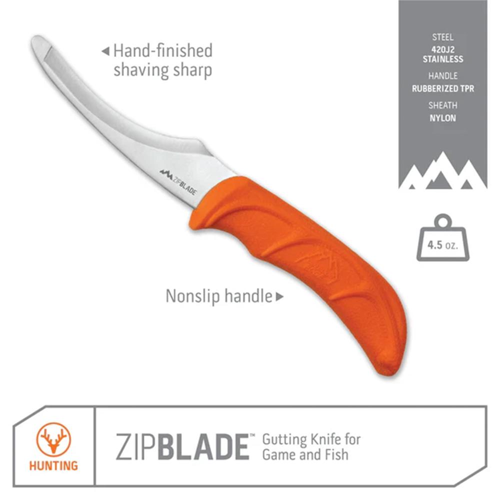 Outdoor Edge ZipBlade Fixed-Blade Field Dressing Knife 4" Blade Orange Picture of Outdoor Edge Outdoor Edge Zip Blade Fixed Blade Gutting Knife W/ Sheath