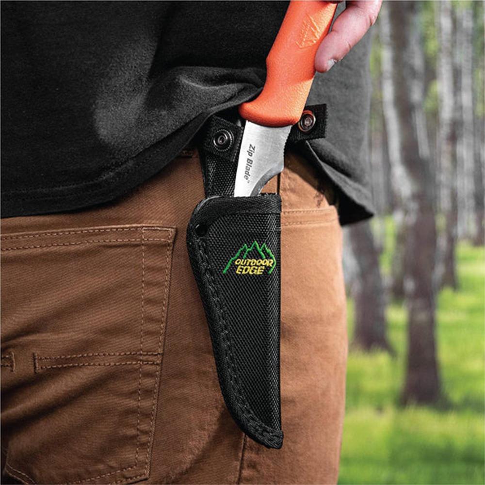 Outdoor Edge ZipBlade Fixed-Blade Field Dressing Knife 4" Blade Orange Picture of Outdoor Edge Outdoor Edge Zip Blade Fixed Blade Gutting Knife W/ Sheath