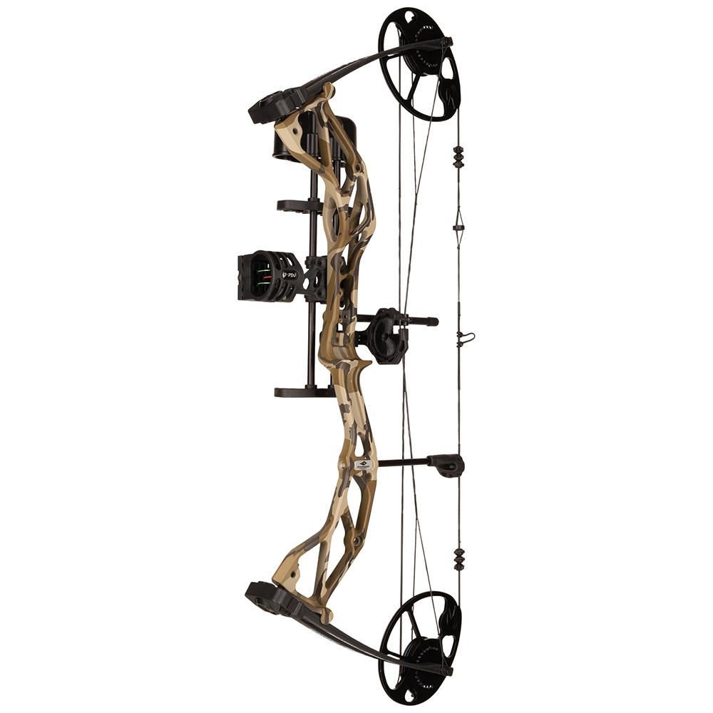 Diamond Archery Radian Compound Bow 305 fps 10-55 lbs RH Mossy Oak Bottomland with Package Picture of Pure Archery Group Dimond Radian Coumpound Bow RH 10-55# Bottomland w/ pkg
