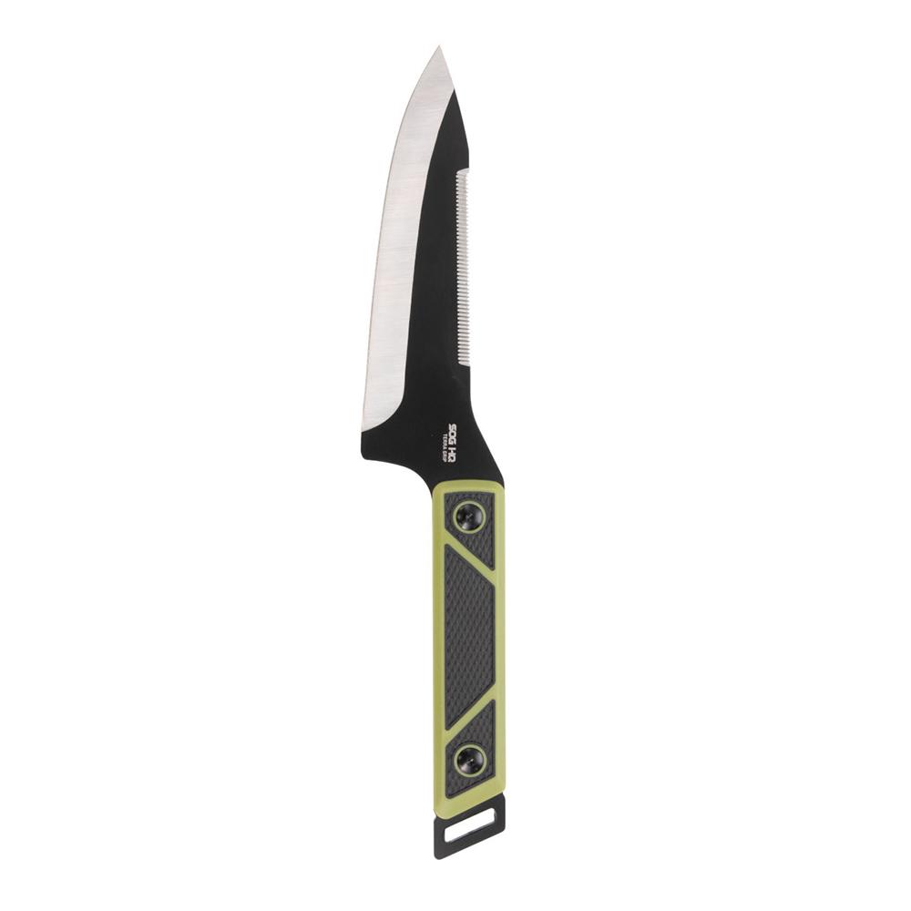 SOG Knives Terragrip Camp Knife 6-7/10" Drop Point Blade Black Green Picture of Sog Specialty Knives Inc. SOG TERRAGRIP CAMP KNIFE / HQ EDITION / 6.7'' BLADE
