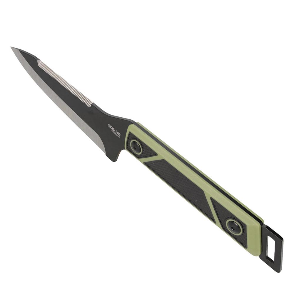 SOG Knives Terragrip Camp Knife 6-7/10" Drop Point Blade Black Green Picture of Sog Specialty Knives Inc. SOG TERRAGRIP CAMP KNIFE / HQ EDITION / 6.7'' BLADE