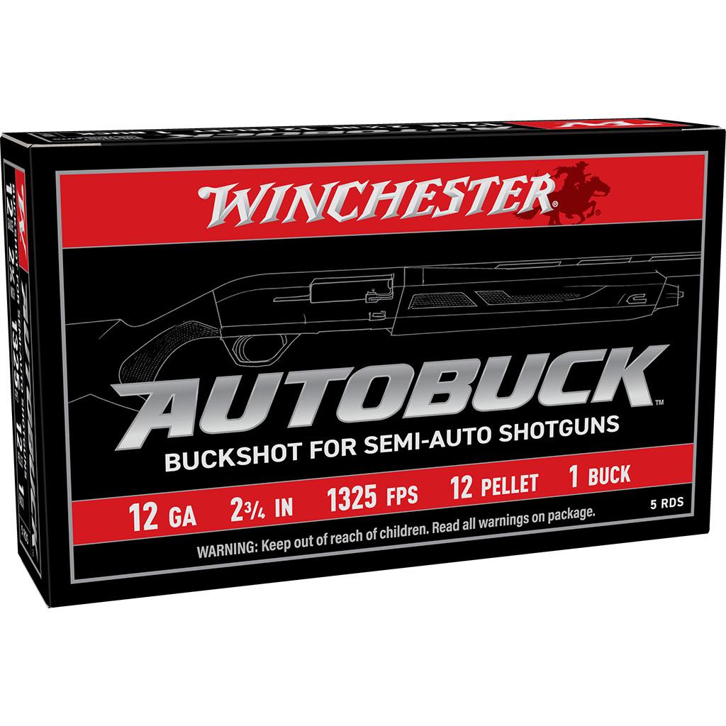 Winchester Autobuck Shotshells 12ga 2-3/4" 12plts 1325 fps #1 5/ct