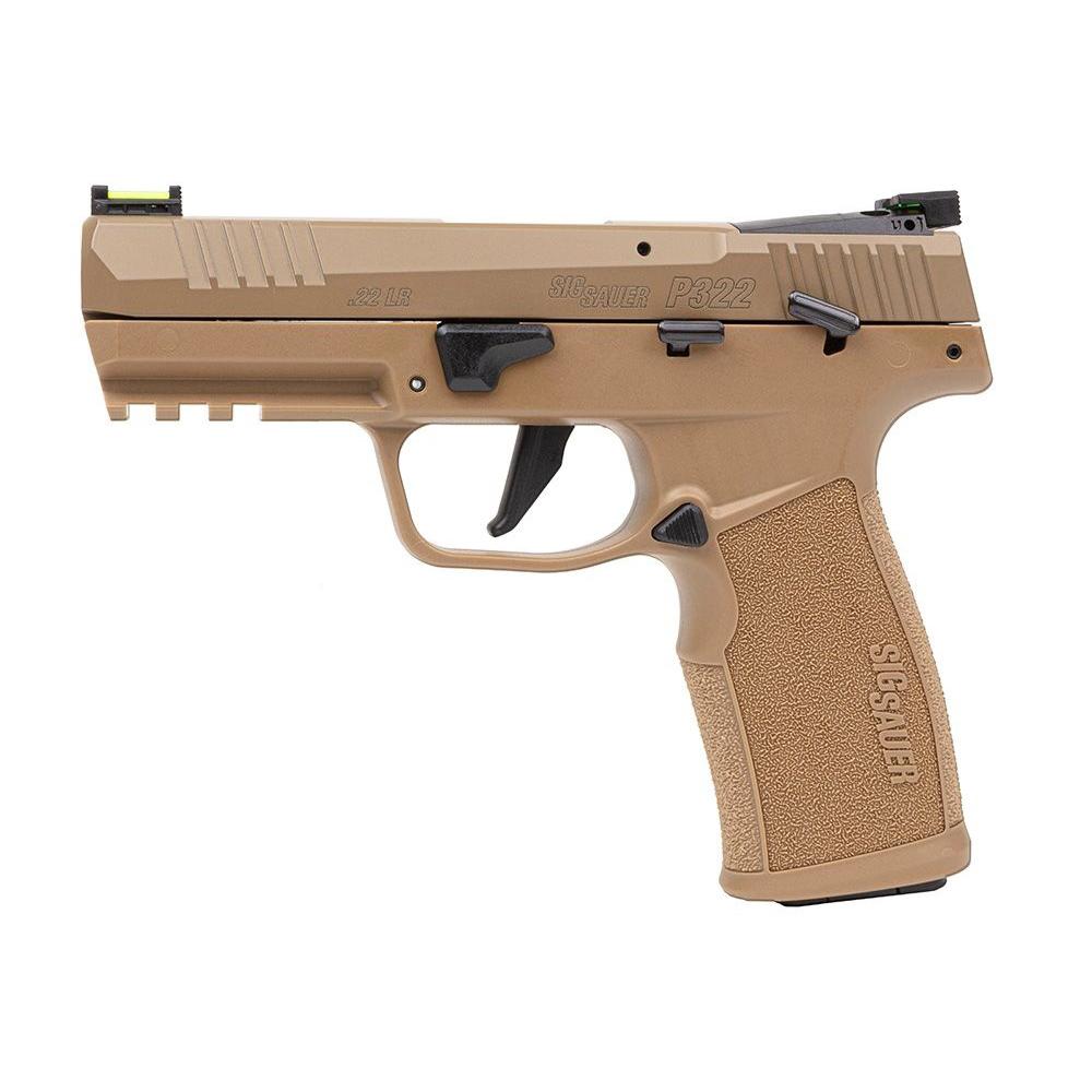 Sig Sauer P322 Coyote Handgun .22 LR 20rd Magazines(2) 4" Barrel Fiber Optic Sights Optic Ready Picture of Sig Sauer SIG P322 22LR 4IN COYOTE ADJ FIBER OPTIC SIGHTS (2)20RD OPTIC READY