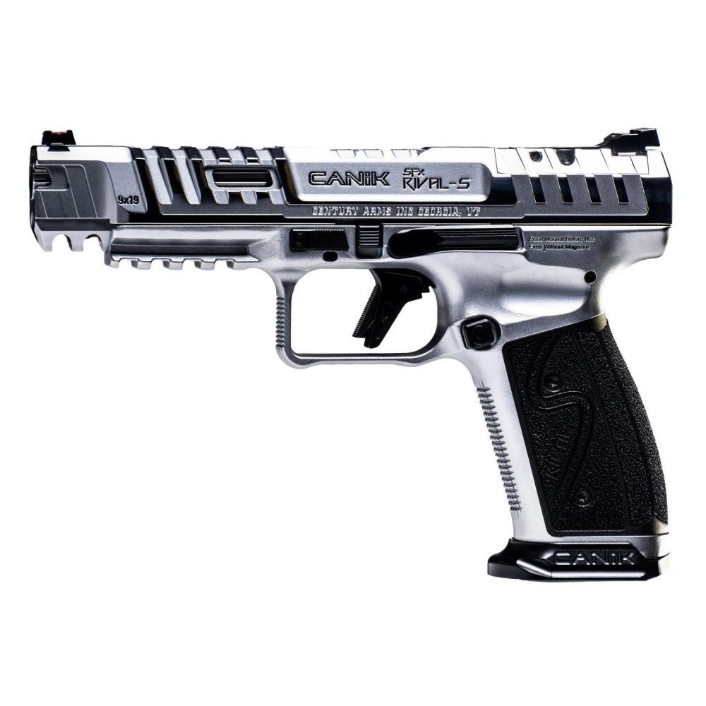 Canik SFx Rival-S Chrome Handgun 9mm Luger 18rd Magazines(2) 5" Barrel Silver Picture of Century Arms Canik Rival-S 9mm 18rd Chrome