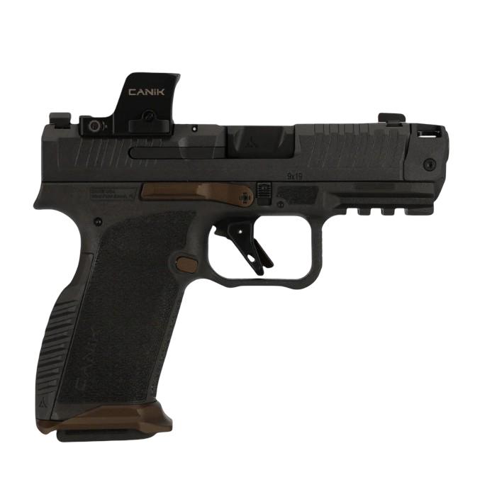 Canik Prime Radian Handgun 9mm Luger 17rd Magazines(2) 3.83" Comp Barrel Optic Ready Grey W/Onyx Red Dot