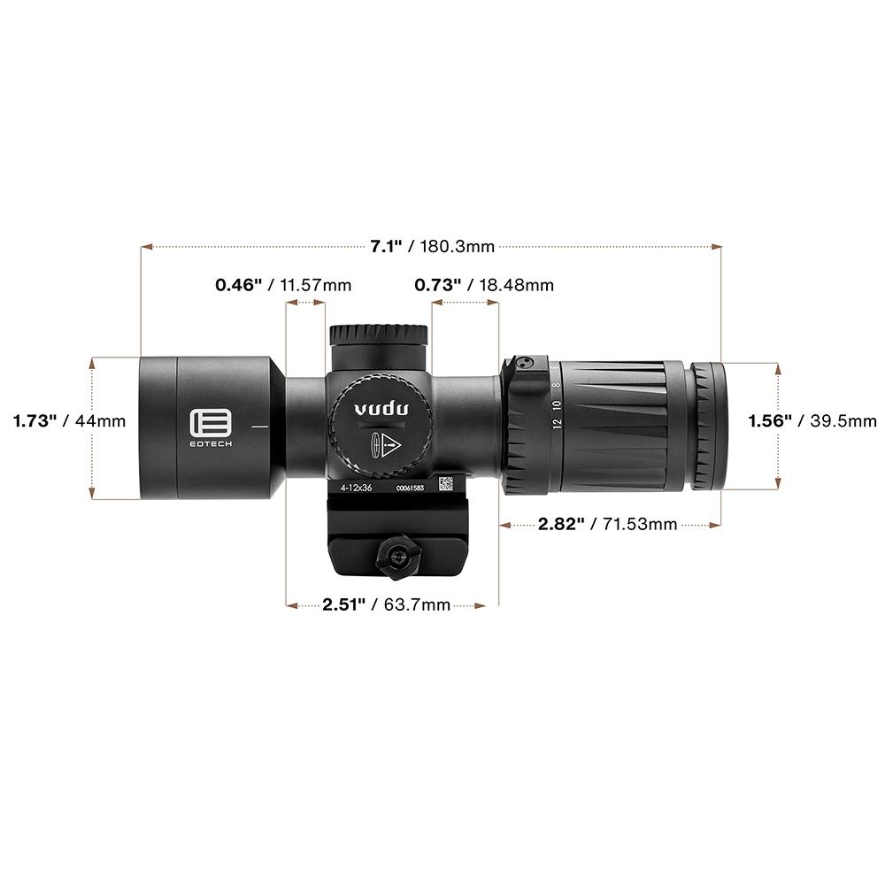 Eotech Vudu Rifle Scope EFLX & Ring Mount Package 4-12x36 FFP MR5 Black Picture of Eotech Eotech Vudu 4-12x36 FFP Ultra-Short MR5 Ret MRAD Pkg Scope/Mnt/EFLX w/mnt