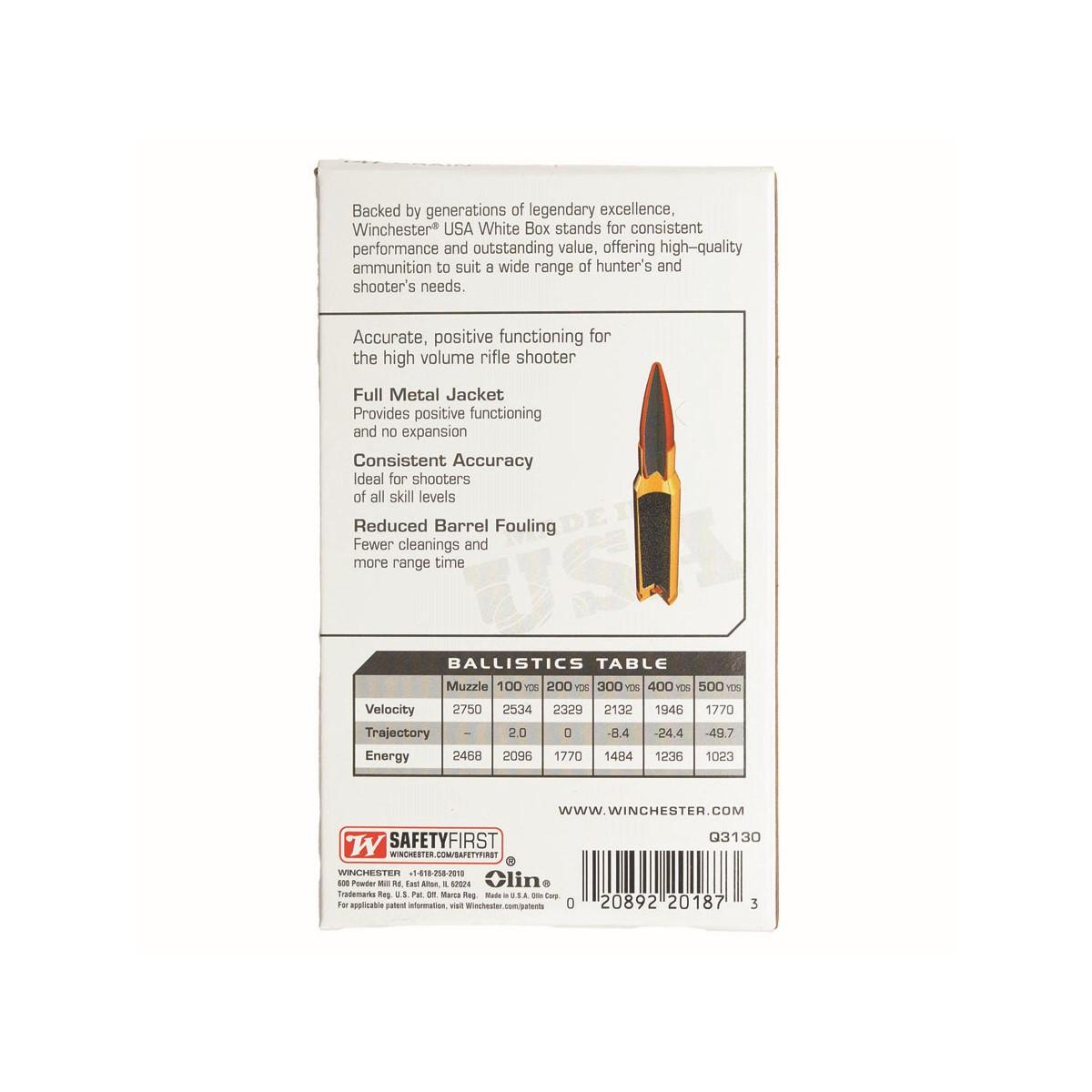 Winchester USA Rifle Ammunition 7.62 Nato 147 gr FMJ 2750 fps 200/ct Case (10-20/ct Boxes) Picture of Winchester Ammunition 7.62NATO(308)AMMO 147GR FMJ 200RD (10-20Rd Boxes)