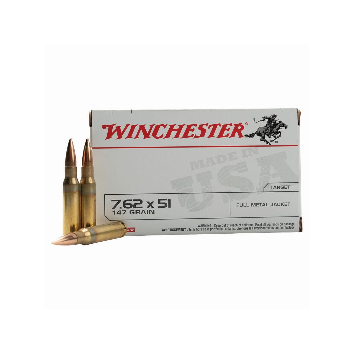 Winchester USA Rifle Ammunition 7.62 Nato 147 gr FMJ 2750 fps 200/ct Case (10-20/ct Boxes) Picture of Winchester Ammunition 7.62NATO(308)AMMO 147GR FMJ 200RD (10-20Rd Boxes)