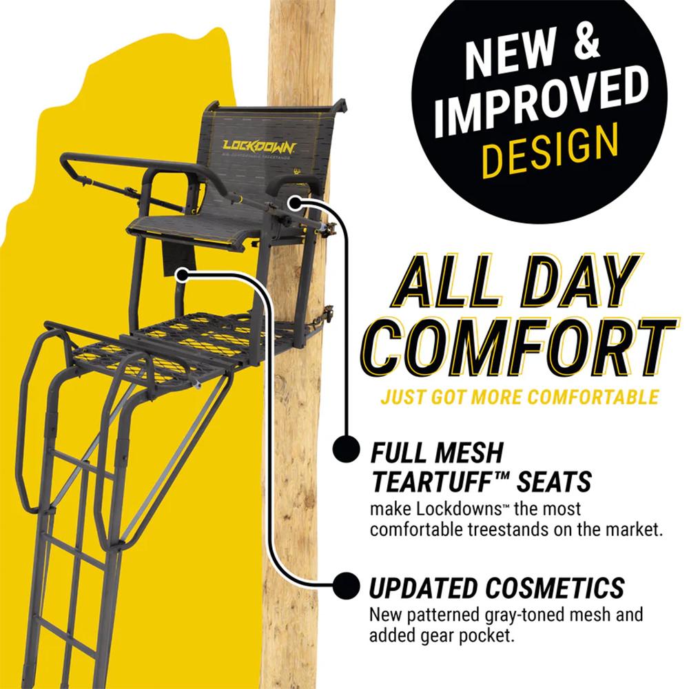 River's Edge Lockdown 1-Man Ladder Tree Stand 21ft Wide Picture of Ardisam (River's Edge/ Barronett Blinds) ARDISAM LOCKDOWN 21 FT WIDE 1-MAN TREE STAND