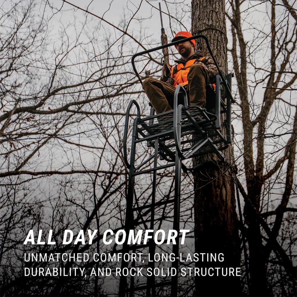 River's Edge Lockdown 1-Man Ladder Tree Stand 21ft Wide Picture of Ardisam (River's Edge/ Barronett Blinds) ARDISAM LOCKDOWN 21 FT WIDE 1-MAN TREE STAND