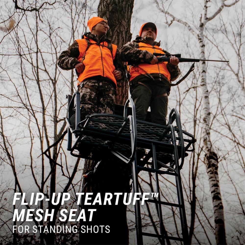 River's Edge Lockdown 2-Man Ladder Tree Stand 21ft Wide Picture of Ardisam (River's Edge/ Barronett Blinds) ARDISAM LOCKDOWN 21 FT 2-MAN TREE STAND
