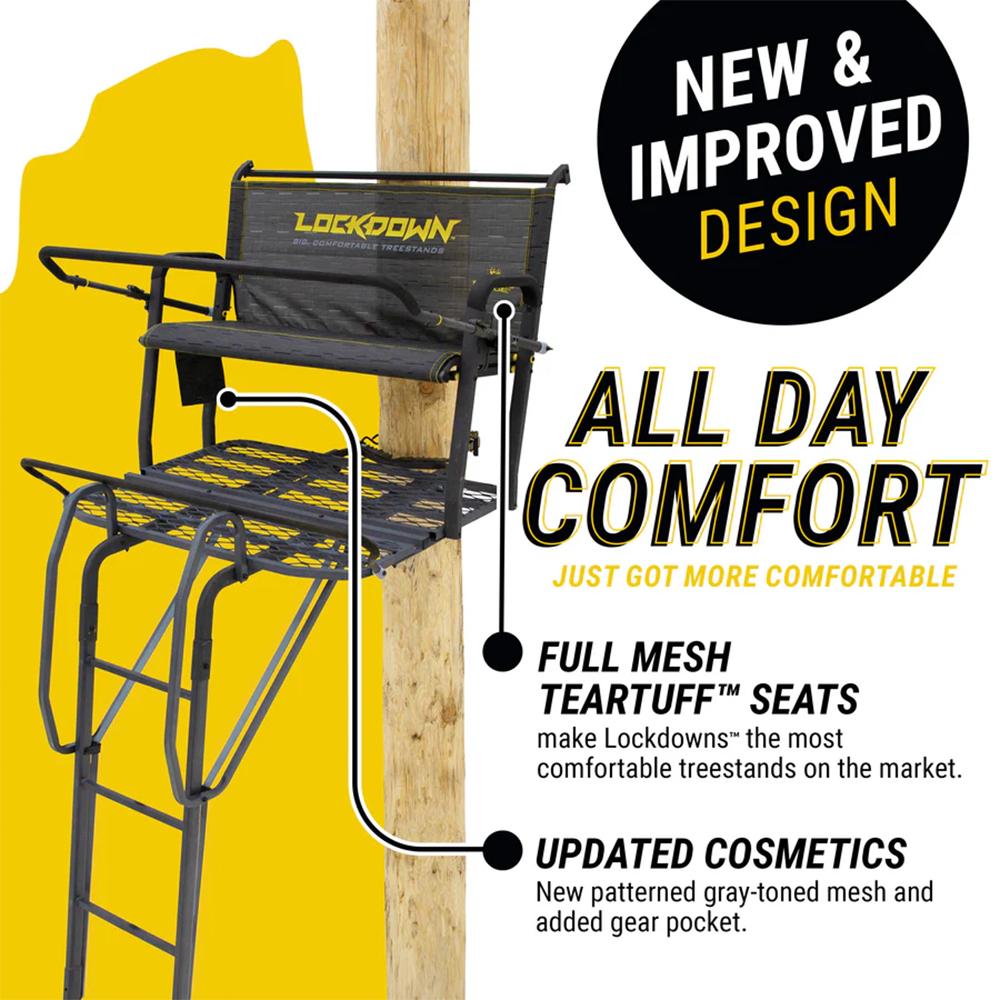 River's Edge Lockdown 2-Man Ladder Tree Stand Picture of Ardisam (River's Edge/ Barronett Blinds) ARDISAM LOCKDOWN 2-MAN TREE STAND