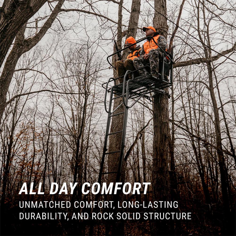 River's Edge Lockdown 2-Man Ladder Tree Stand Picture of Ardisam (River's Edge/ Barronett Blinds) ARDISAM LOCKDOWN 2-MAN TREE STAND