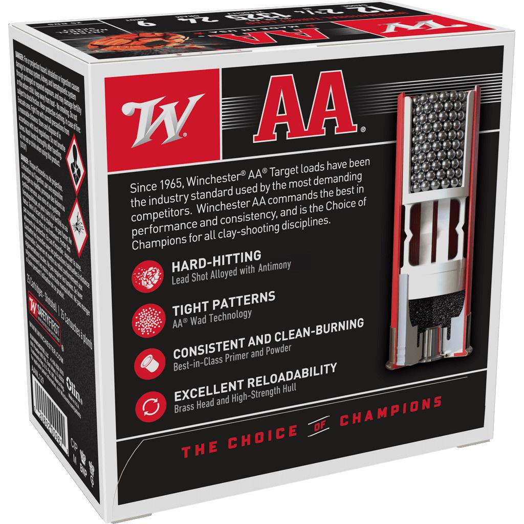 Winchester AA International Target Shotshells 12ga 2-3/4" 7/8oz 1325 fps #9 25/ct Picture of Winchester Ammunition 12 GA 2-3/4" #9 AA INTERNATIONAL TARGET 24 GRAM 25/RDS