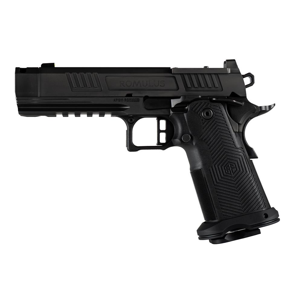 Alpha Foxtrot AF1911-Romulus Handgun 9mm Luger 20rd Magazines(5) 4.25" Compensated Threaded Barrel Black MOS Cut Picture of Alpha Foxtrot AF1911-ROMULUS 9mm DLC 4.25'' COMP 20Rd MOS Cut 5 Mag Promo