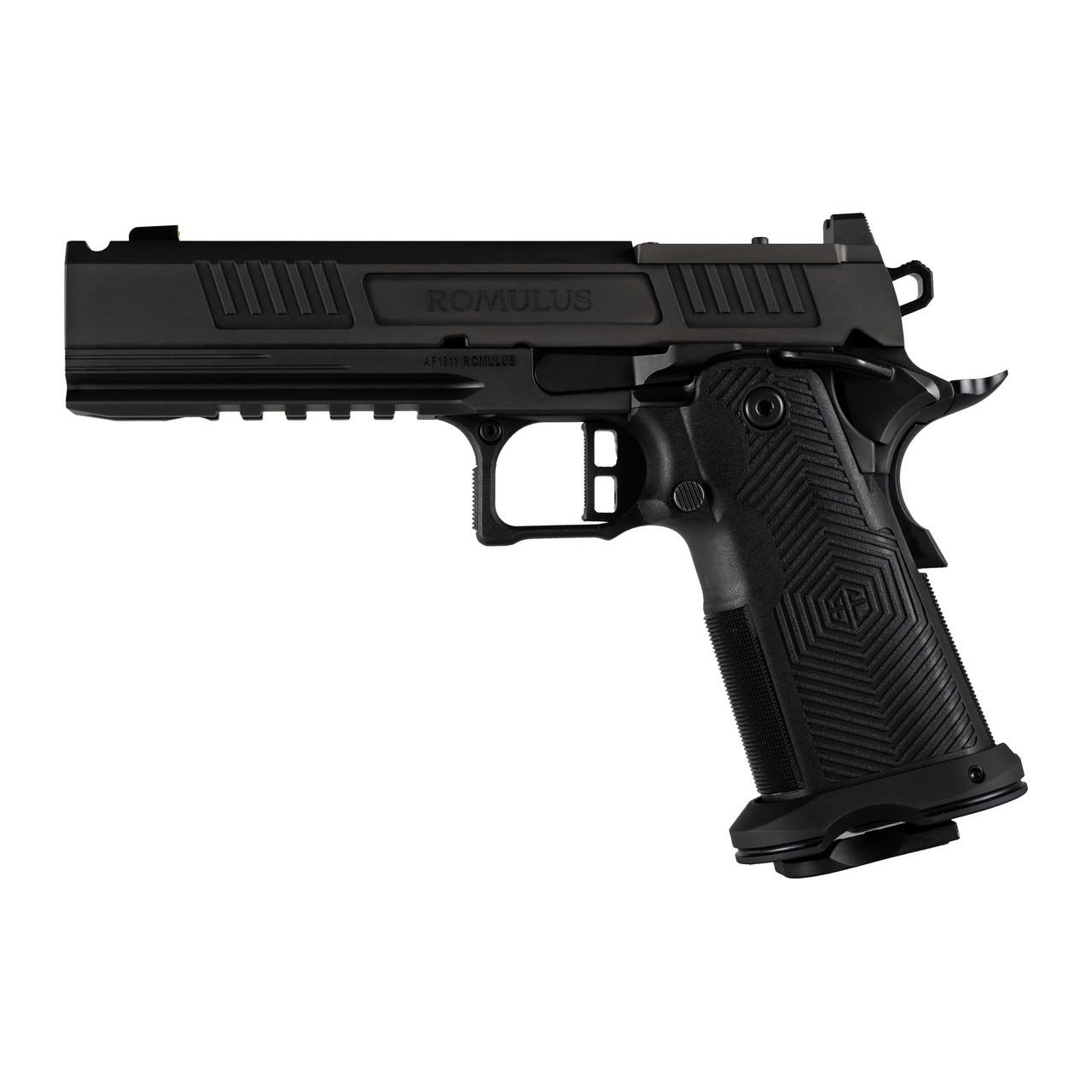 AF1911-ROMULUS 9MM 20Rd Magazine (5) 5" BULL Ramped Ported Barrel MOS Optic Cut DLC BLK Picture of Alpha Foxtrot AF1911-ROMULUS 9MM 5IN MOS BULL RAMPED PORTED DLC BLK (5)20RD