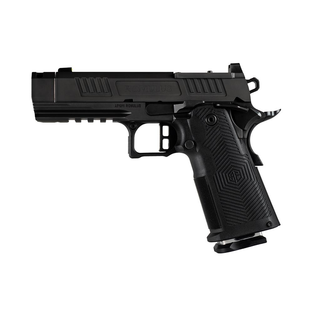 Alpha Foxtrot AF1911-Romulus Handgun 9mm Luger 20rd Magazines(5) 3.5" Compensated Threaded Barrel Black MOS Cut Picture of Alpha Foxtrot AF1911-ROMULUS 9mm DLC 3.5'' COMP 20Rd MOS Cut 5 Mag Promo