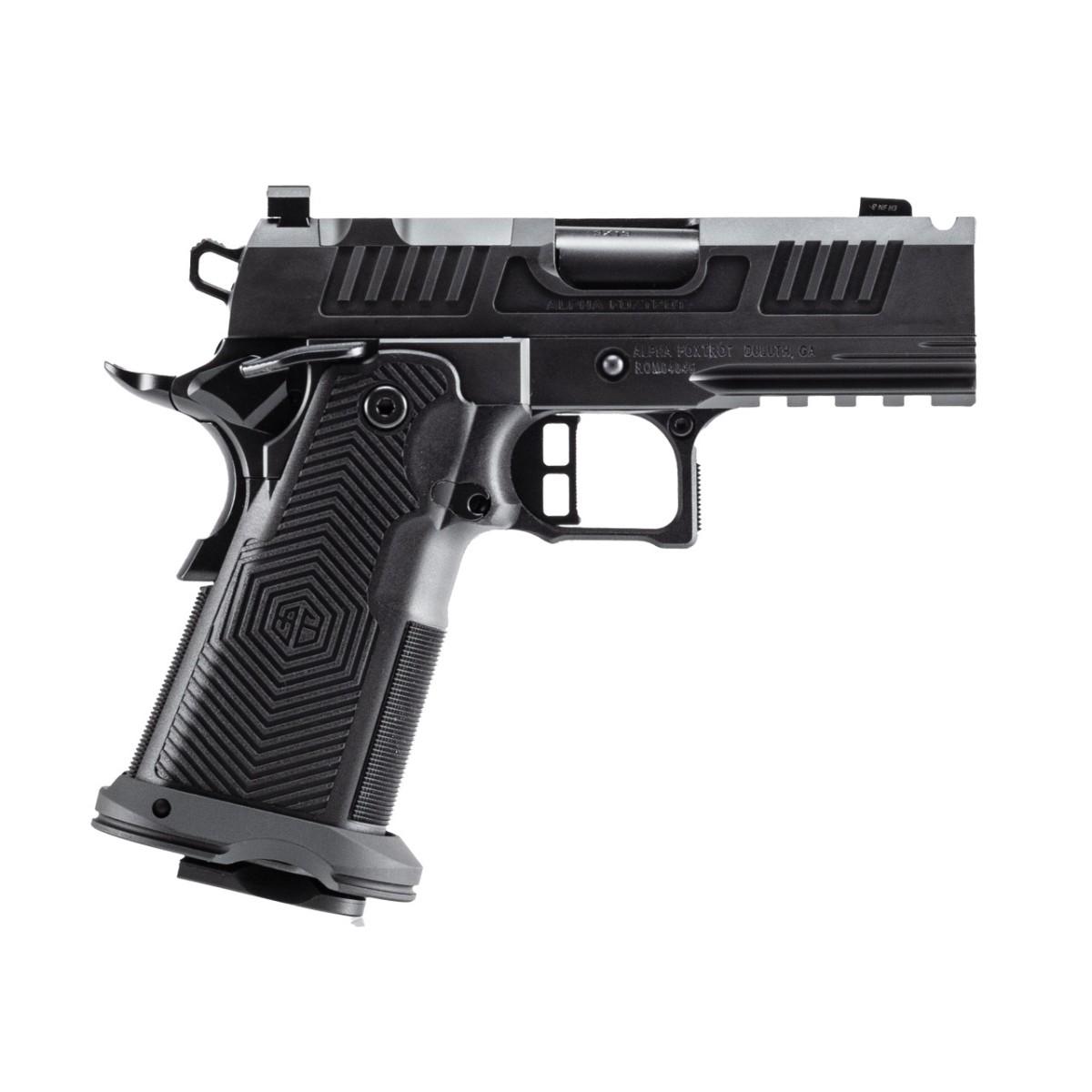 Alpha Foxtrot AF1911-ROMULUS 9MM 17 and 20 Rd Magazines (1 Each) 3.5" Ported Barrel DLC Black MOS Optic Cut Picture of Alpha Foxtrot Alpha Foxtrot AF1911-ROMULUS 9MM 3.5" PORTED MOS DLC BLACK 17/20RD