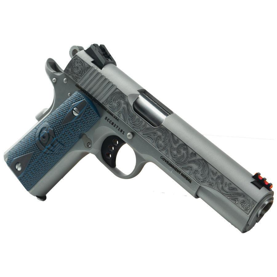 Colt Engraved Competition Handgun .45 ACP 8rd Magazine 5" Barrel Stainless Steel Picture of Colt Manufacturing CNC Colt 1911 45acp 5" SS Scroll Engraved Slide
