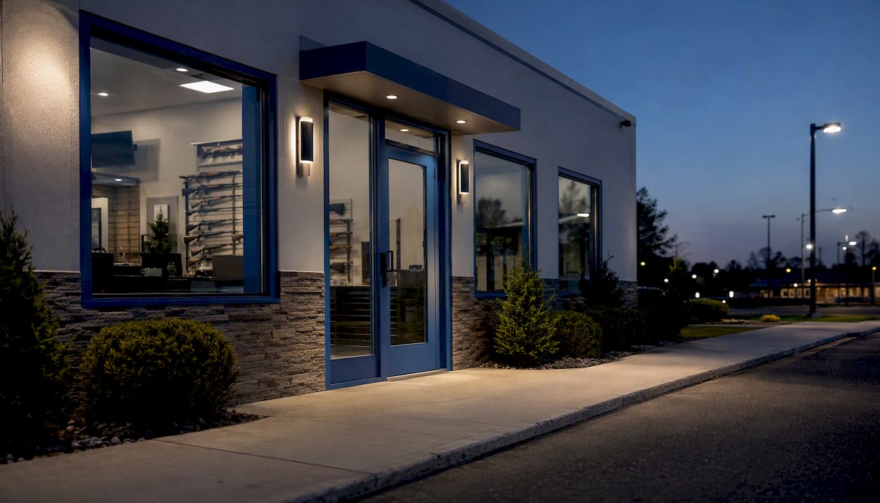Exterior view of an anonymous firearms dealer