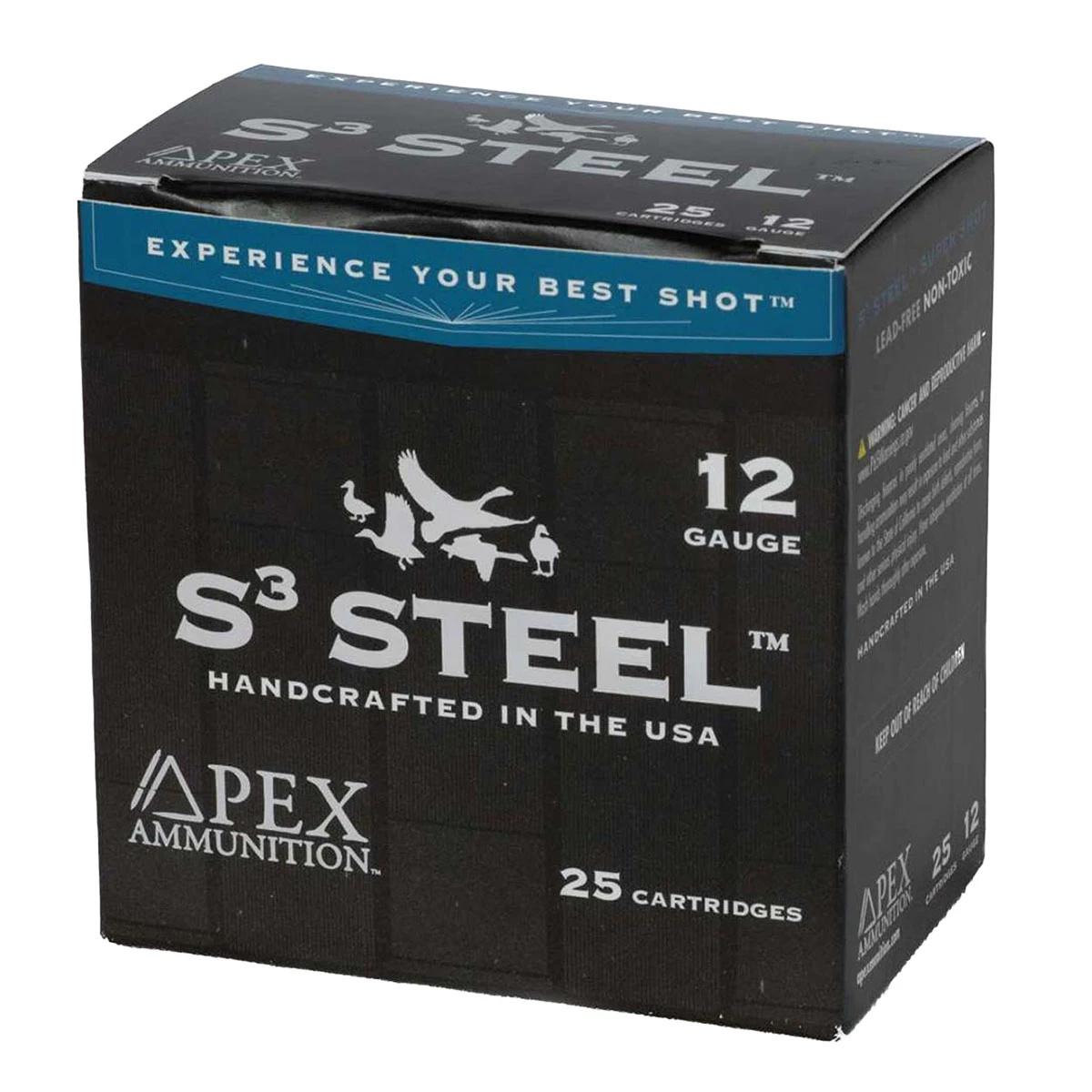 Apex Ammunition Waterfowl S3 Steel Shotshells 12ga 3" 1-1/4oz #3 1450 fps 25/ct