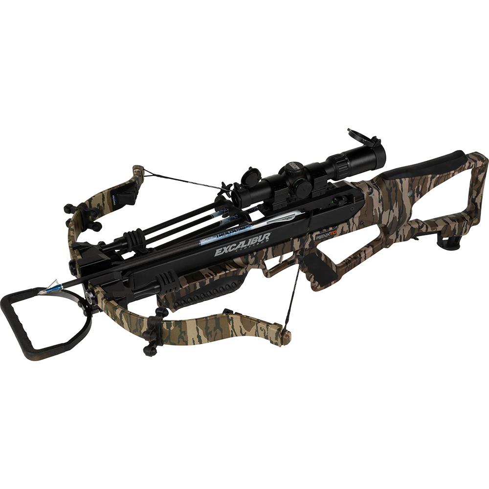 Excalibur RevX TD Crossbow 400 fps Mossy Oak Bottomland with Overwatch Scope & Explore Case Picture of Excaliber RevX TD Crossbow - Bottomland w/ Overwatch Scope & Explore Case