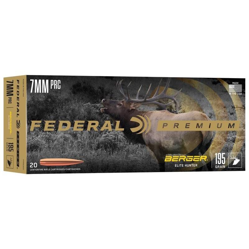 Federal Berger Elite Hunter Rifle Ammunition 7mm PRC 195gr HPBT 2760 fps 20/ct Picture of Federal Cartridge Co. 7MM PRC 195GR ELITE HUNTER 20 ROUNDS