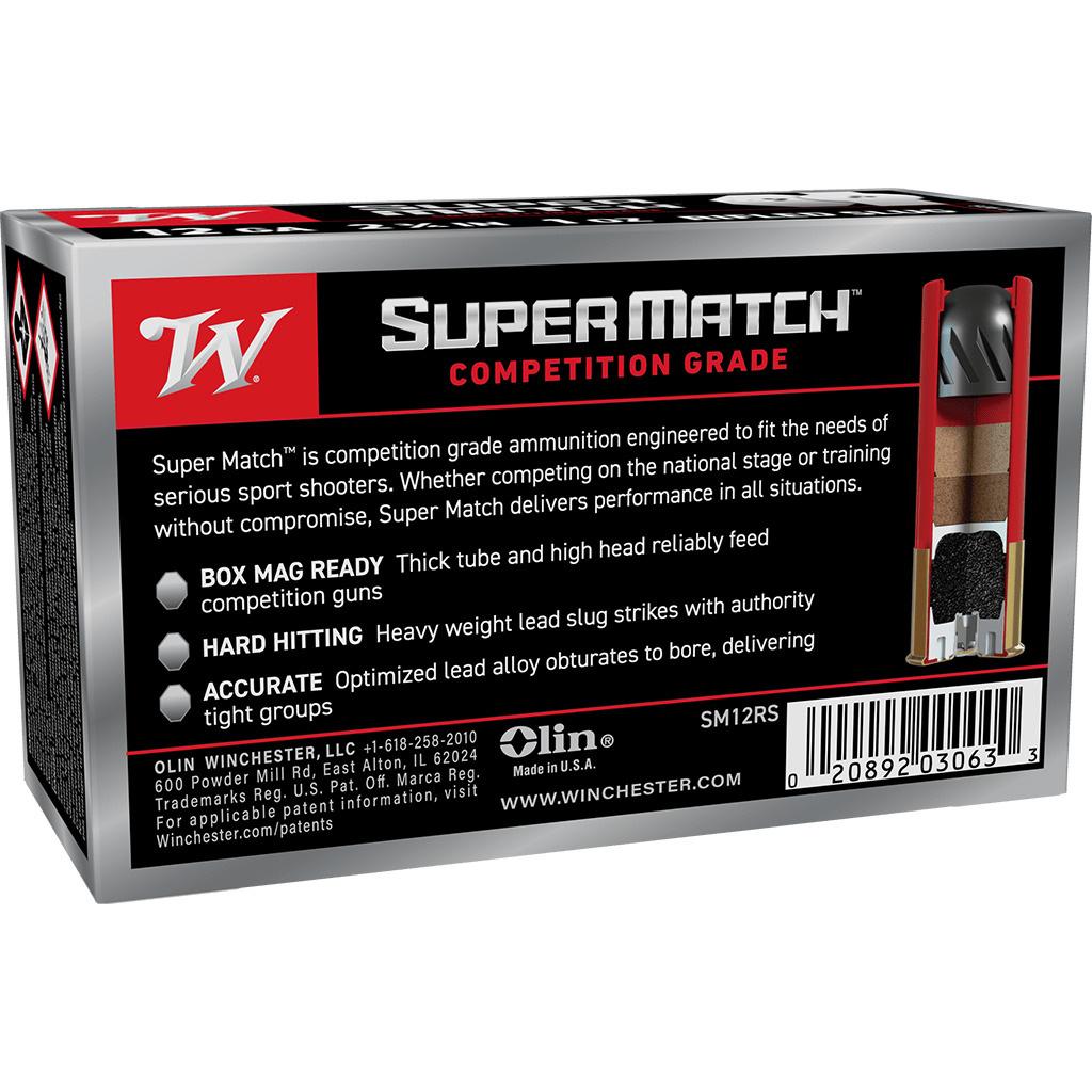 Winchester Super Match Shotshells 12ga 2-3/4" 1oz 1300fps Slug 10/ct Picture of Winchester Ammunition Winchester Super Match 12GA 2¾IN 1300FPS 1OZ RIFLED SLUG 10/RD