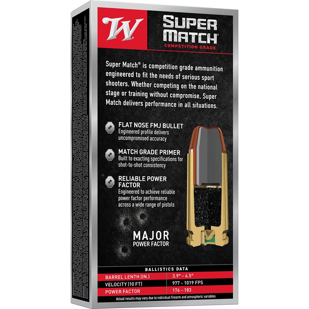 Winchester Super Match Handgun Ammunition 40 S&W 180gr FMJ 1010fps 50/ct Picture of Winchester Ammunition Winchester Super Match 40 S&W 180GR FMJ-FN 50/RD