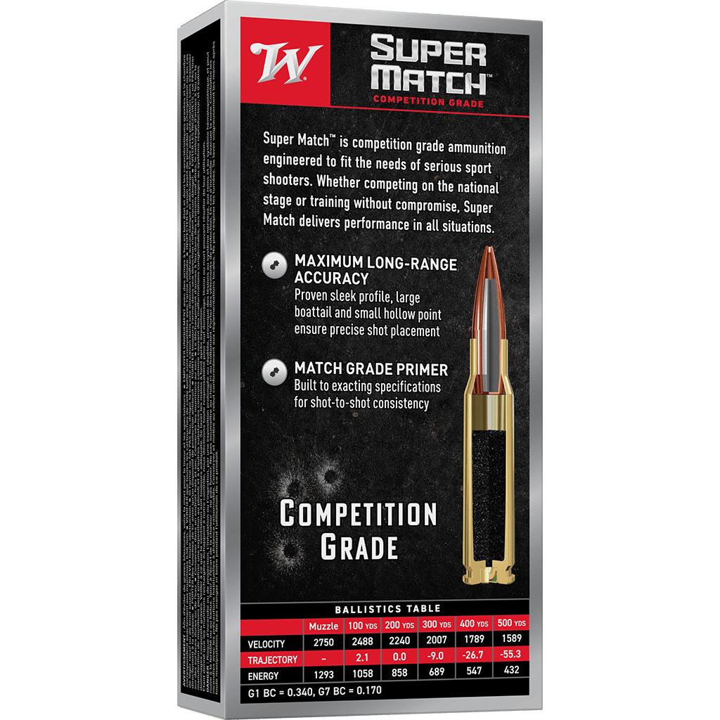 Winchester Super Match Rifle Ammunition 5.56mm NATO 77gr BTHP 2750fps 20/ct Picture of Winchester Ammunition Winchester Super Match 5.56MM 77GR BTHP 20/RD
