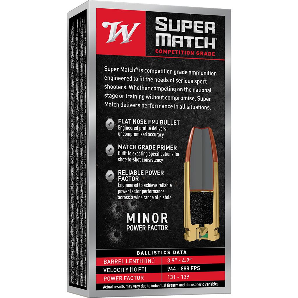 Winchester Super Match handgun Ammunition  9mm Luger 147gr FMJ 942fps 50/ct Picture of Winchester Ammunition Winchester Super Match 9MM LUGER 147GR FMJ-FN 50/RD