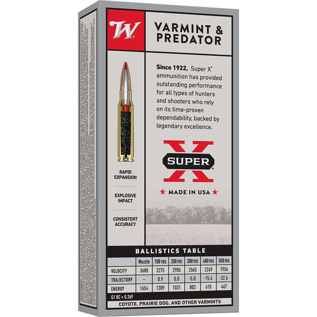 Winchester Super-X Varmint & Predator Rifle Ammunition 22-250 Rem 55gr JHP 3680 fps 20/ct Picture of Winchester Ammunition 22-250 REM 55 JHP SX 20/RD