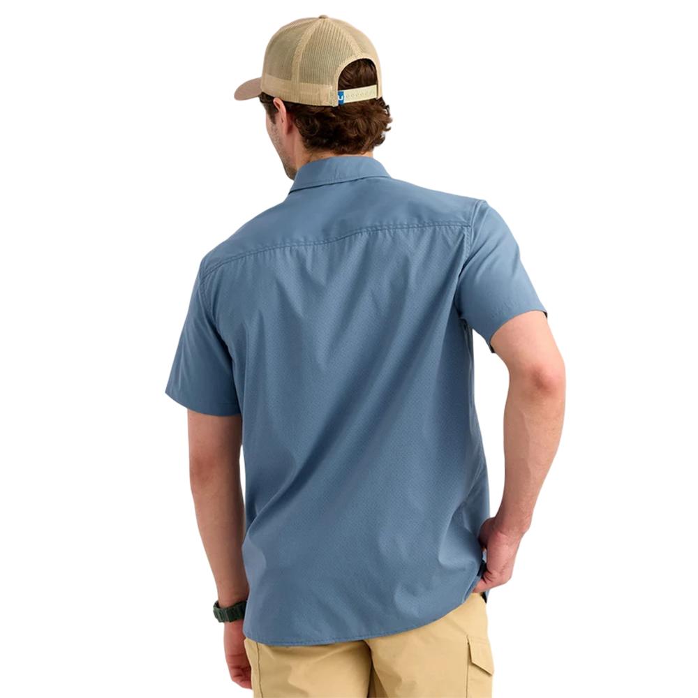 Huk Icon Short Sleeve Button Down Shirt Stormy Blue 2XL Picture of Marolina DBA HUK ICON SHIRT STORMY BLUE XXL