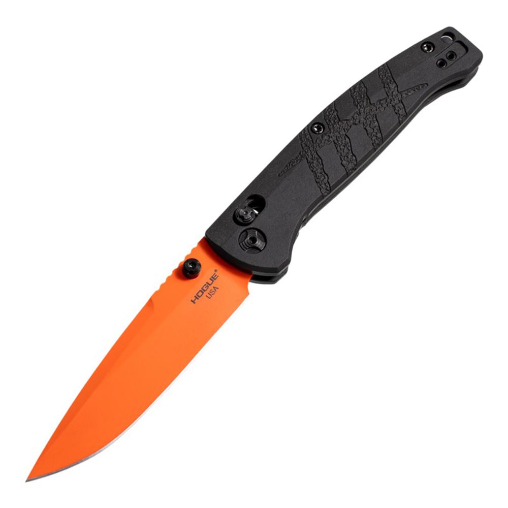 Hogue Mysto Folding Knife 3-2/5" Drop Point Blade Black Orange Picture of Hogue Knife Hogue Mysto 3.4'' ABLE Lock Folder Knf Clp Point Org Cerakote Richlite Frm