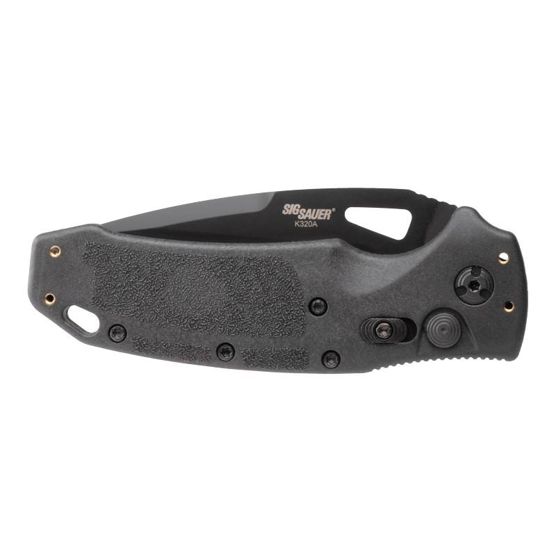 Hogue Sig Sauer K320A Nitron Automatic Folder Knife 3 1/2" Drop Point Blade Black Picture of Hogue Knife Hogue Sig Sauer K320A Nitron Drop Point Automatic (3.5" Black)