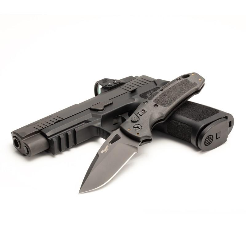 Hogue Sig Sauer K320A Nitron Automatic Folder Knife 3 1/2" Drop Point Blade Black Picture of Hogue Knife Hogue Sig Sauer K320A Nitron Drop Point Automatic (3.5" Black)