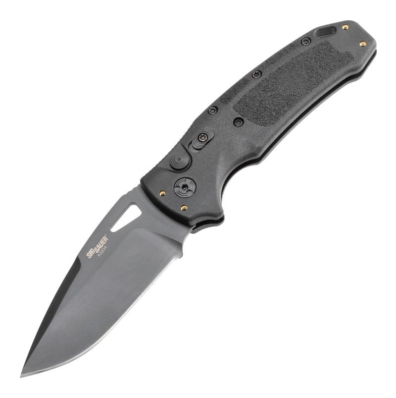 Hogue Sig Sauer K320A Nitron Automatic Folder Knife 3 1/2" Drop Point Blade Black Picture of Hogue Knife Hogue Sig Sauer K320A Nitron Drop Point Automatic (3.5" Black)